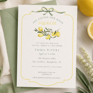 Main Squeeze Citrus Sage Green Bridal Shower Invitation