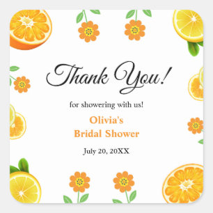Main Squeeze Citrus Summer Lemon Bridal Shower  Square Sticker