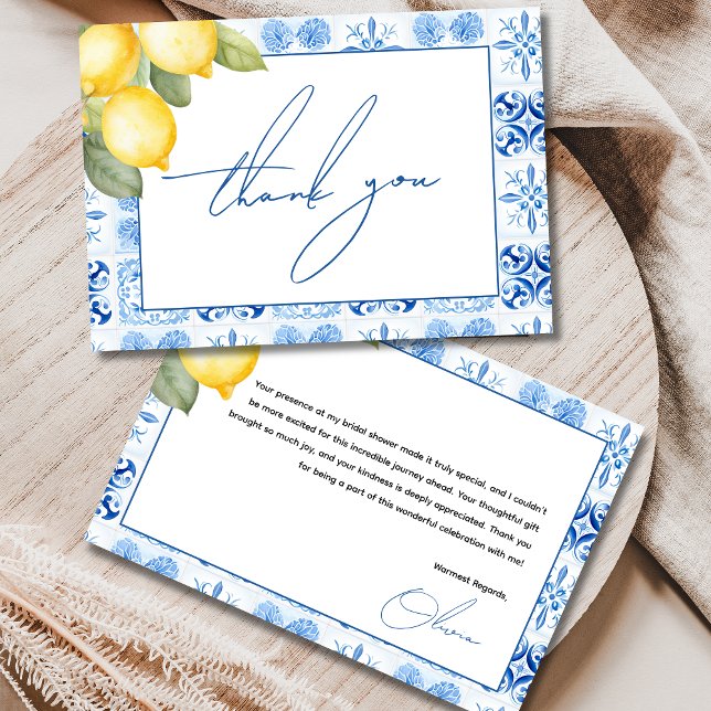 Main Squeeze Citrus Themed Bridal Shower Thank You Card (Creator Uploaded)