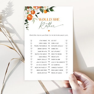 Main squeeze citrus Would she rather bridal game