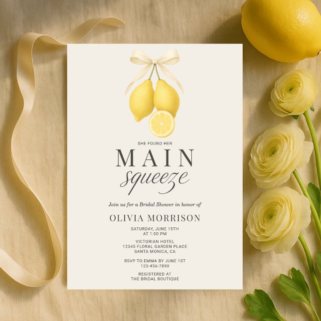 Main Squeeze Coquette Bow Bridal Shower Invitation (Creator Uploaded)
