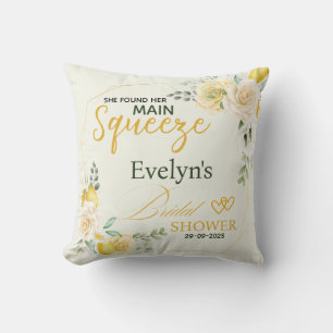 Main Squeeze Elegant Lemon Floral Bridal Shower Cushion