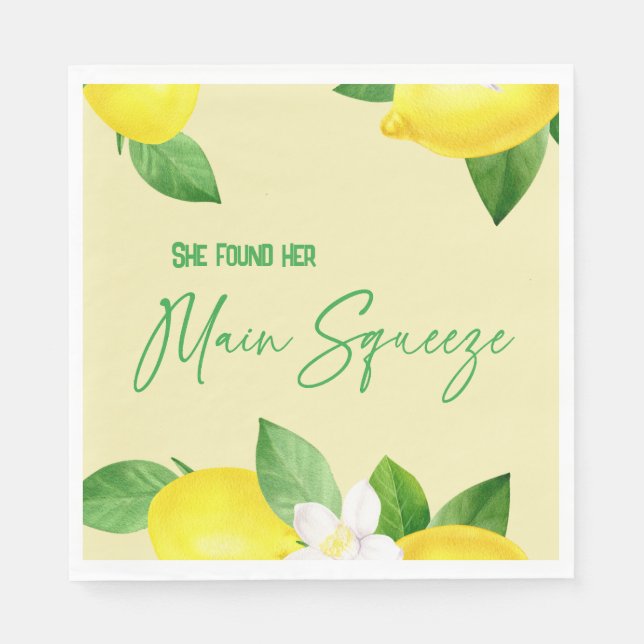 Main Squeeze Elegant Lemon Yellow Citrus Shower Napkin (Front)