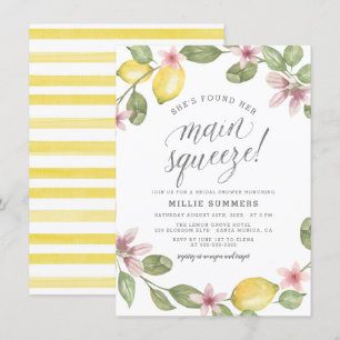 Main Squeeze Floral Lemon Wreath Bridal Shower Invitation