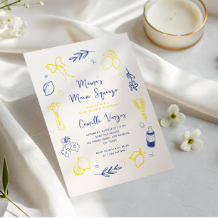 Main Squeeze Hand Drawn Italian Lemon Baby Shower Invitation