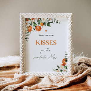 Main squeeze how many kisses bridal shower game poster