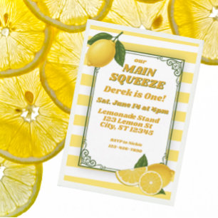Main Squeeze is One, Lemon 1st Birthday Invitation