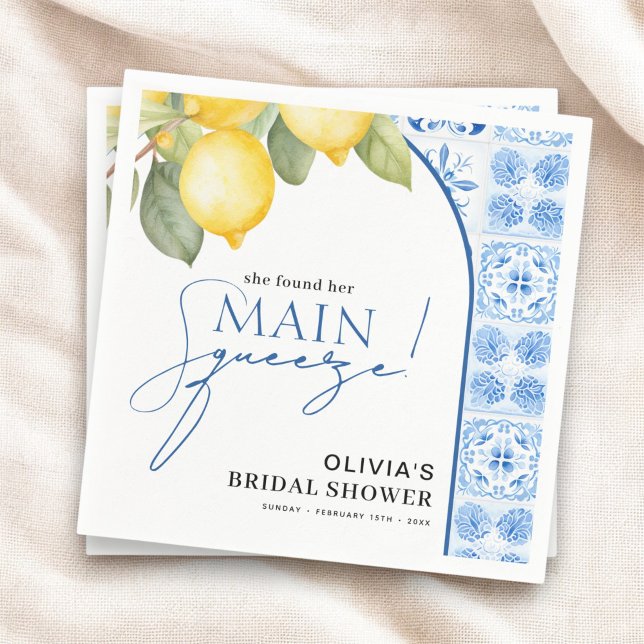 Main Squeeze Italian Lemon Bridal Shower Napkin (Creator Uploaded)