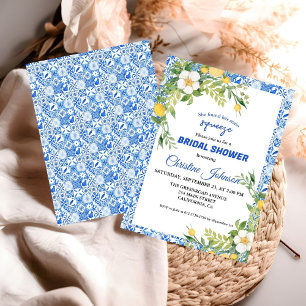 Main Squeeze Lemon and Moroccan Tile Bridal Shower Save The Date
