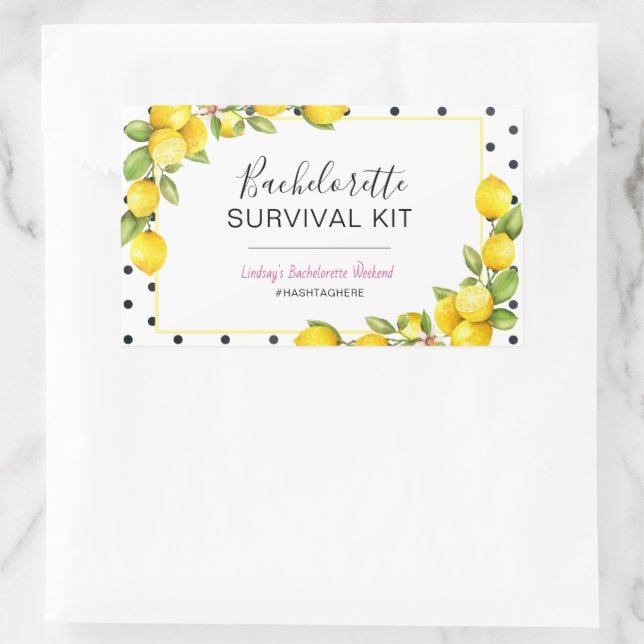 Main Squeeze Lemon Bachelorette Survival Kit Rectangular Sticker (Bag)