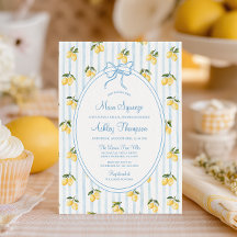Main Squeeze Lemon Blue Bow Italian Bridal Shower