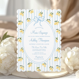 Main Squeeze Lemon Blue Bow Italian Bridal Shower Invitation