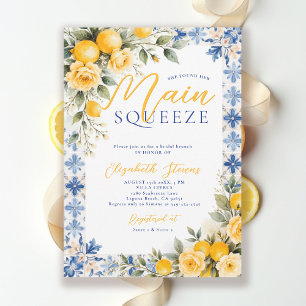 Main Squeeze Lemon Blue Italian Bridal Shower  Invitation