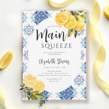 Main Squeeze Lemon Blue Tiles Bright Bridal Shower