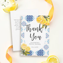Main Squeeze Lemon Blue Tiles Bright Bridal Shower