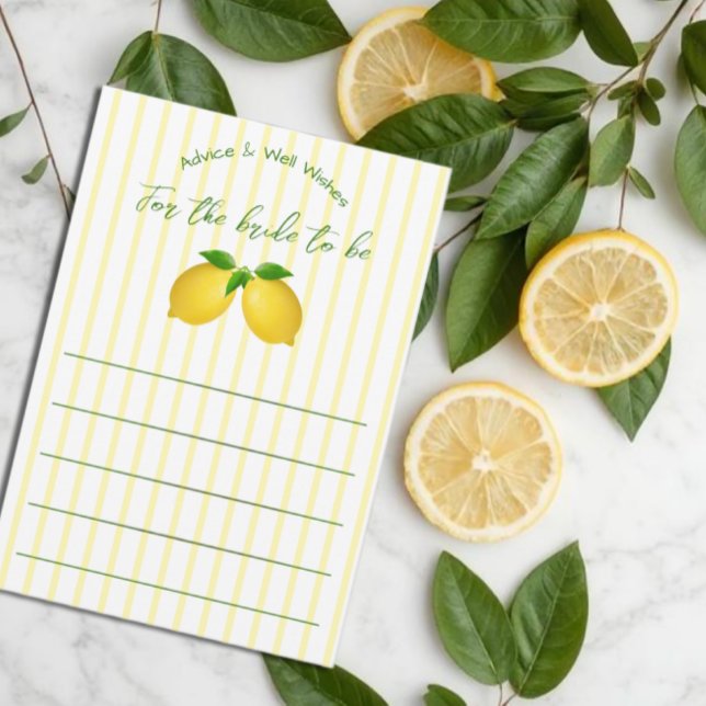 Main Squeeze Lemon Bridal Shower Advice Card (Creator Uploaded)