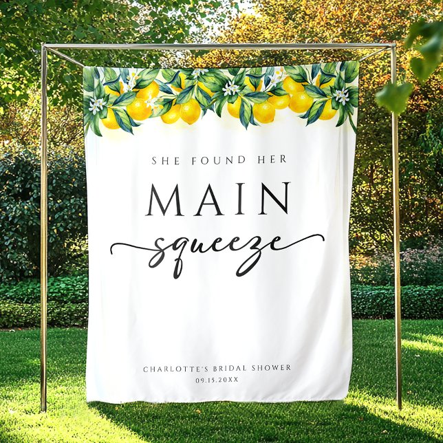 Main Squeeze Lemon Bridal Shower Backdrop Tapestry (Creator Uploaded)