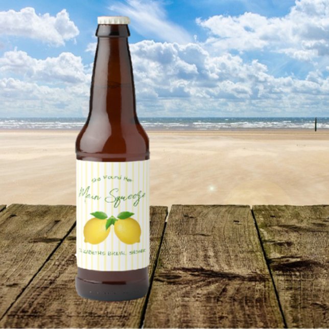 Main Squeeze Lemon Bridal Shower Beer Bottle Label (Creator Uploaded)