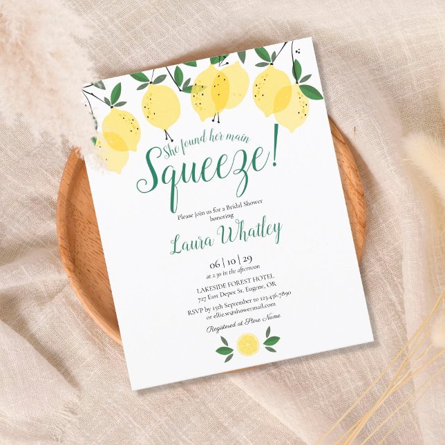 Main Squeeze Lemon Bridal Shower Budget Invitation (Creator Uploaded)