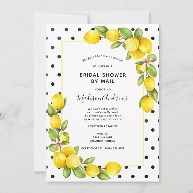 Main Squeeze Lemon Bridal Shower by Mail Invitation (Front)
