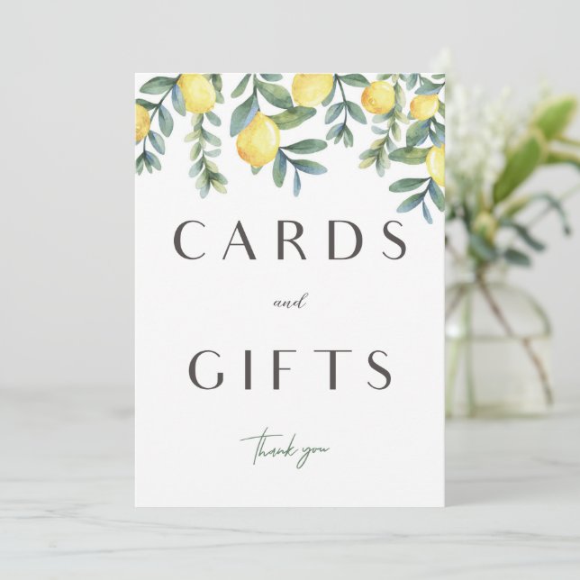 Main Squeeze Lemon Bridal Shower Cards & Gift sign (Standing Front)