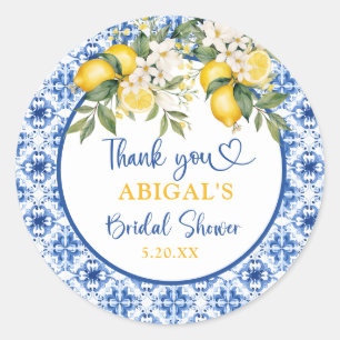 MAIN SQUEEZE LEMON BRIDAL SHOWER CLASSIC ROUND STICKER