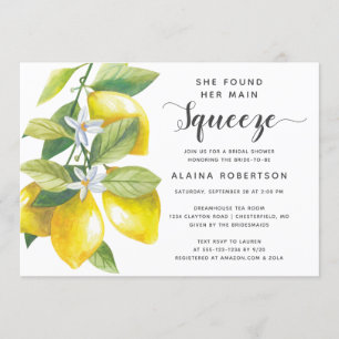 Main Squeeze Lemon Bridal Shower Invitation