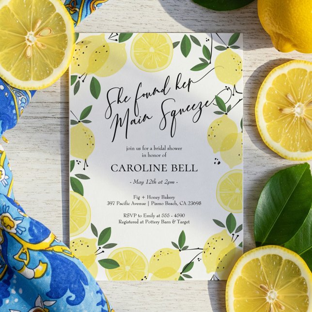 Main Squeeze Lemon Bridal Shower Invitation (Creator Uploaded)