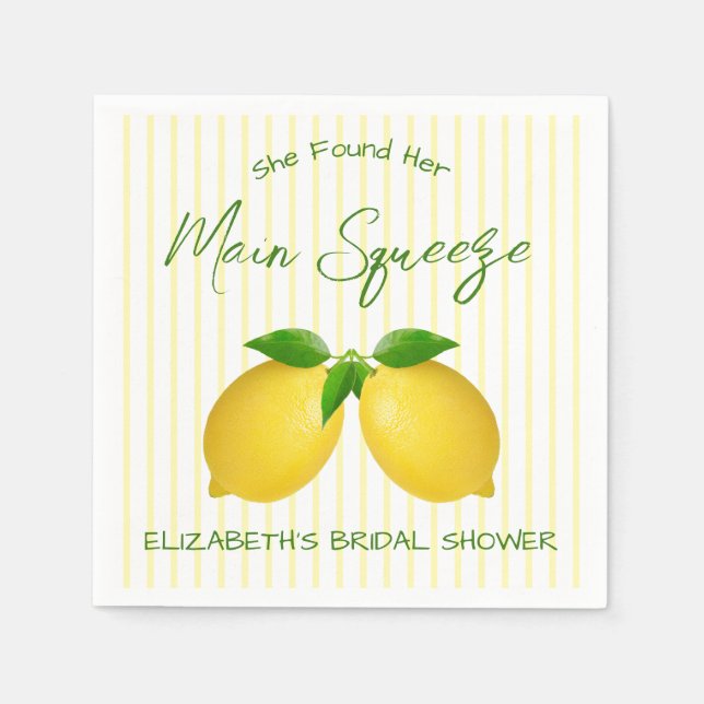 Main Squeeze Lemon Bridal Shower Napkin (Front)