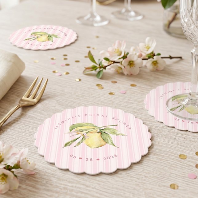 Main Squeeze Lemon Bridal Shower  Paper Coaster (Creator Uploaded)
