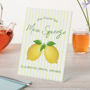 Main Squeeze Lemon Bridal Shower Pedestal Sign