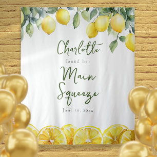 Main Squeeze Lemon Bridal Shower Photo Backdrop Tapestry