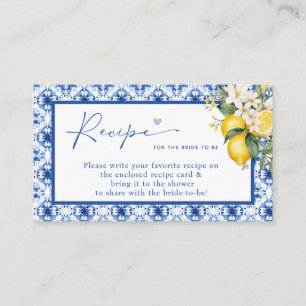 MAIN SQUEEZE LEMON BRIDAL SHOWER RECIPE ENCLOSURE CARD