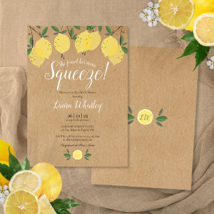 Main Squeeze Lemon Bridal Shower Rustic Invitation