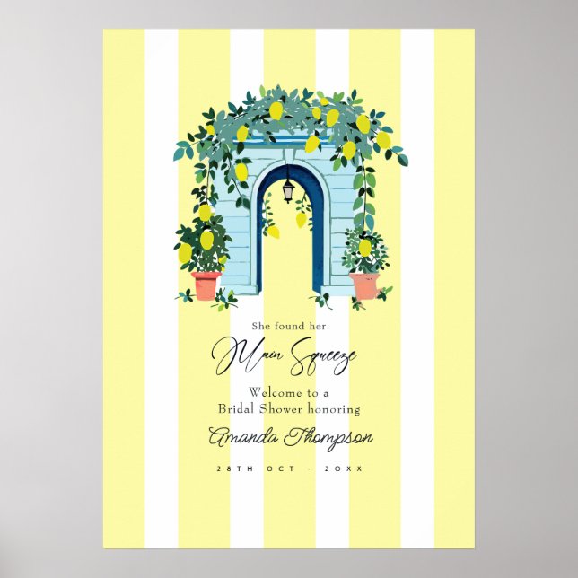 Main Squeeze Lemon Bridal Shower Welcome Poster (Front)