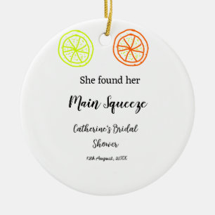 Main Squeeze lemon citrus bridal shower add name d Ceramic Tree Decoration