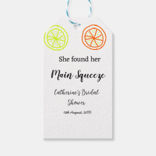 Main Squeeze lemon citrus bridal shower add name d Gift Tags