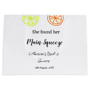 Main Squeeze lemon citrus bridal shower add name d Large Gift Bag