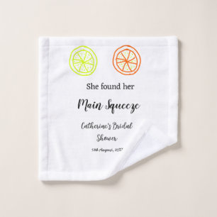 Main Squeeze lemon citrus bridal shower add name d Wash Cloth