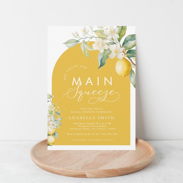 Main Squeeze Lemon Floral Citrus Bridal Shower Invitation (Creator Uploaded)