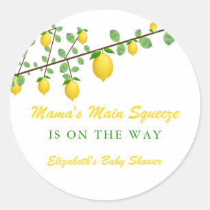 Main Squeeze Lemon Gender Neutral Baby Shower Classic Round Sticker