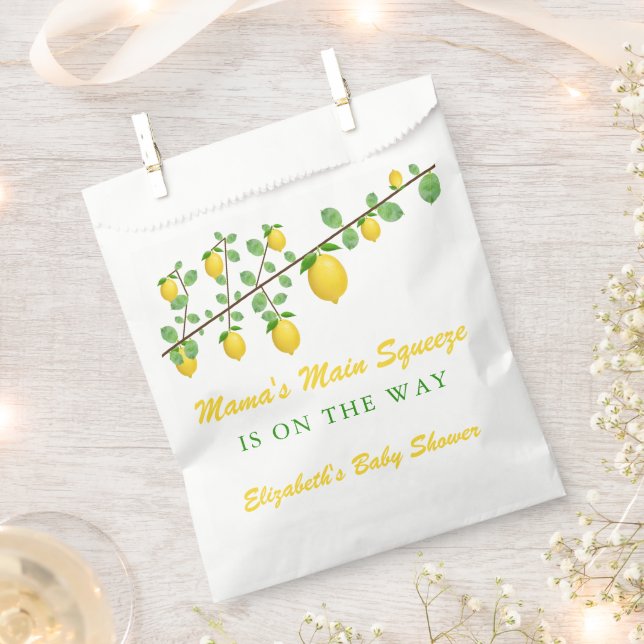 Main Squeeze Lemon Gender Neutral Baby Shower Favour Bags (Clipped)