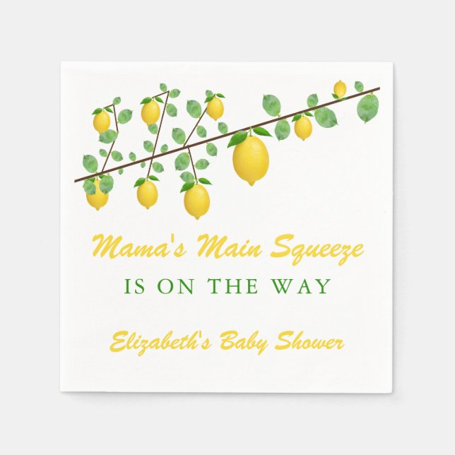 Main Squeeze Lemon Gender Neutral Baby Shower Napkin (Front)