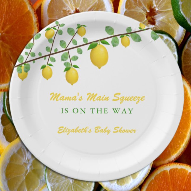 Main Squeeze Lemon Gender Neutral Baby Shower Paper Plate (Creator Uploaded)