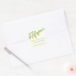 Main Squeeze Lemon Gender Neutral Baby Shower Square Sticker
