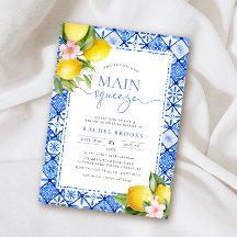 Main Squeeze Lemon Italian Blue Tile Bridal Shower