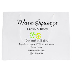 Main squeeze lemon juice homemade business name large gift bag