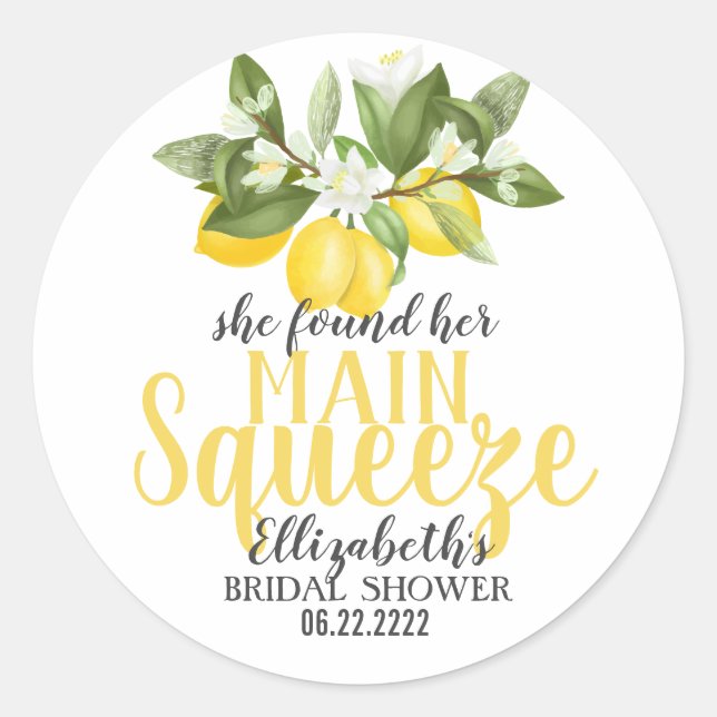 Main Squeeze Lemon Label Sticker (Front)