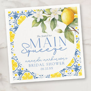 Main Squeeze Lemon Mediterranean Bridal Shower Napkin