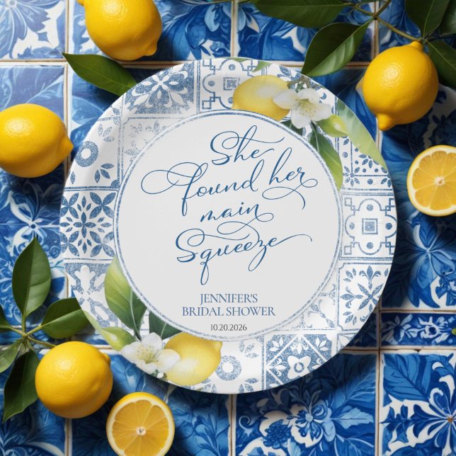 Main Squeeze | Lemon Mediterranean Bridal Shower Paper Plate (Creator Uploaded)